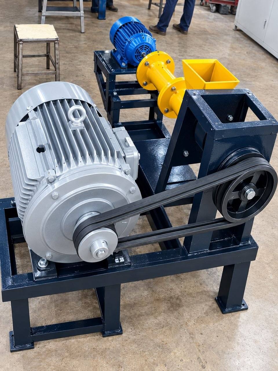 Fish feed extruder, angled view